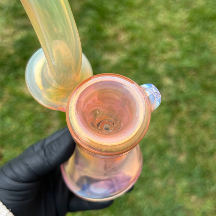 Gold Fume Bubbler with White Carb Glass Pipe Cose Glass   