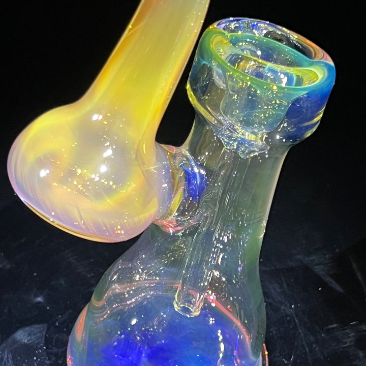 Gold Fume Bubbler with Lavender Carb Glass Pipe Cose Glass   