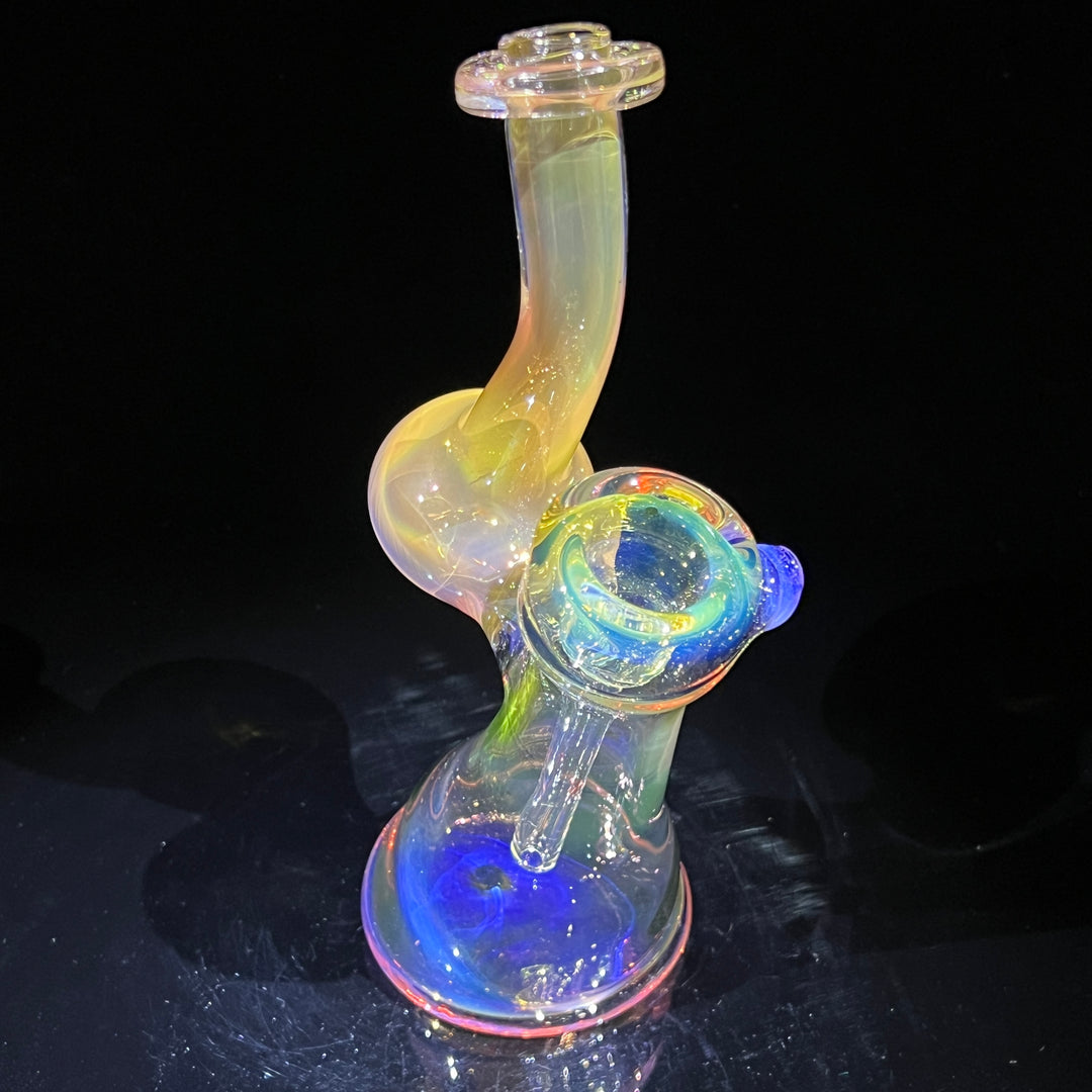 Gold Fume Bubbler with Lavender Carb Glass Pipe Cose Glass   