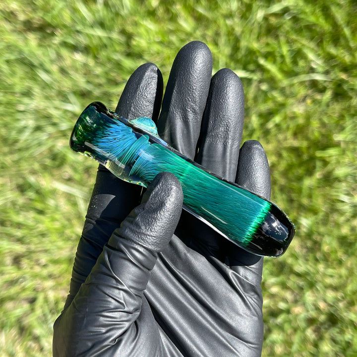 Thick Exp Green Chillum Glass Pipe Chuck Glass   