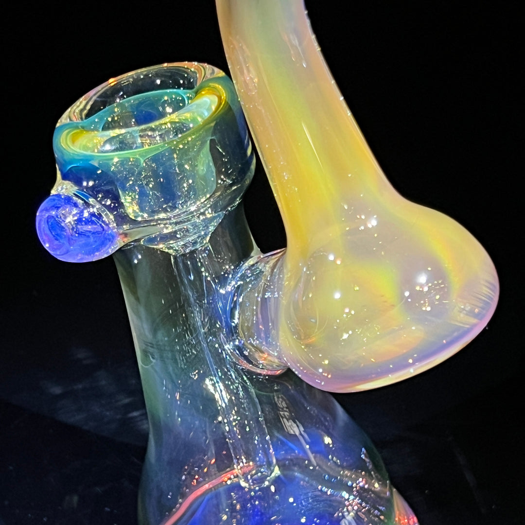 Gold Fume Bubbler with Lavender Carb Glass Pipe Cose Glass   