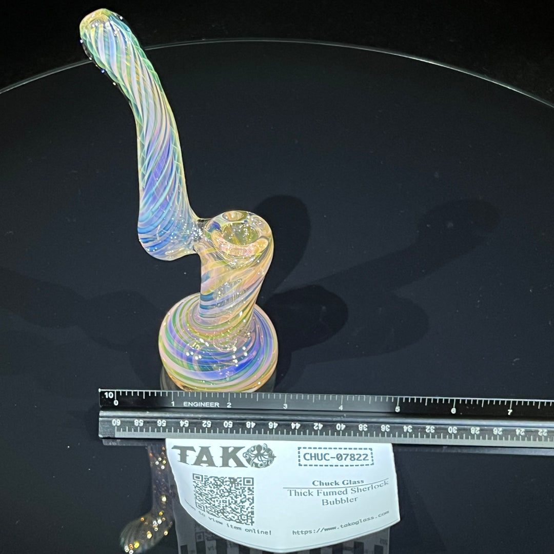 Thick Fumed Sherlock Bubbler Glass Pipe Chuck Glass