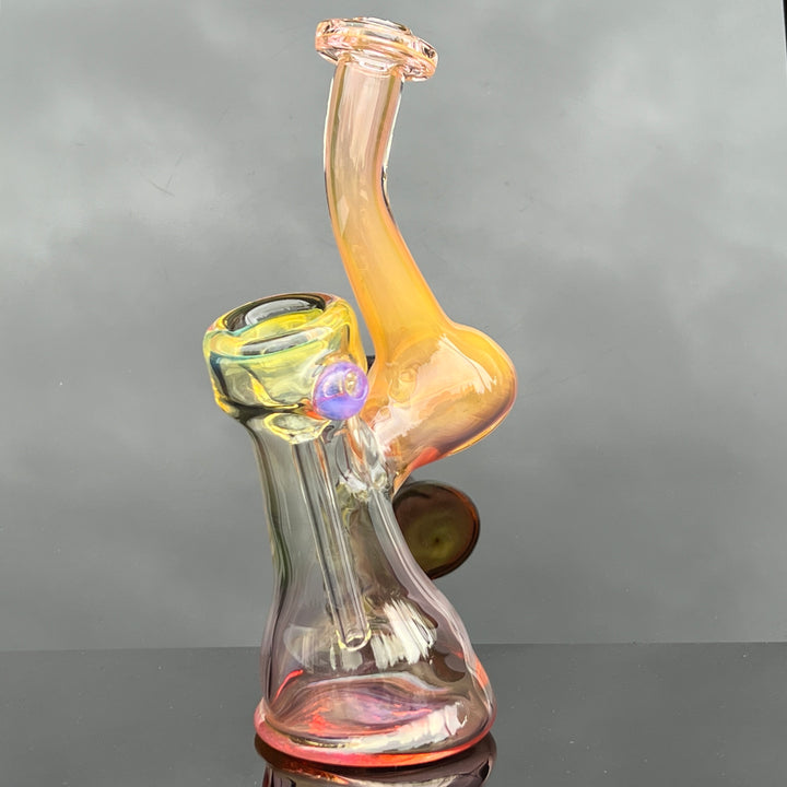 Gold Fume Bubbler with Lavender Carb Glass Pipe Cose Glass   