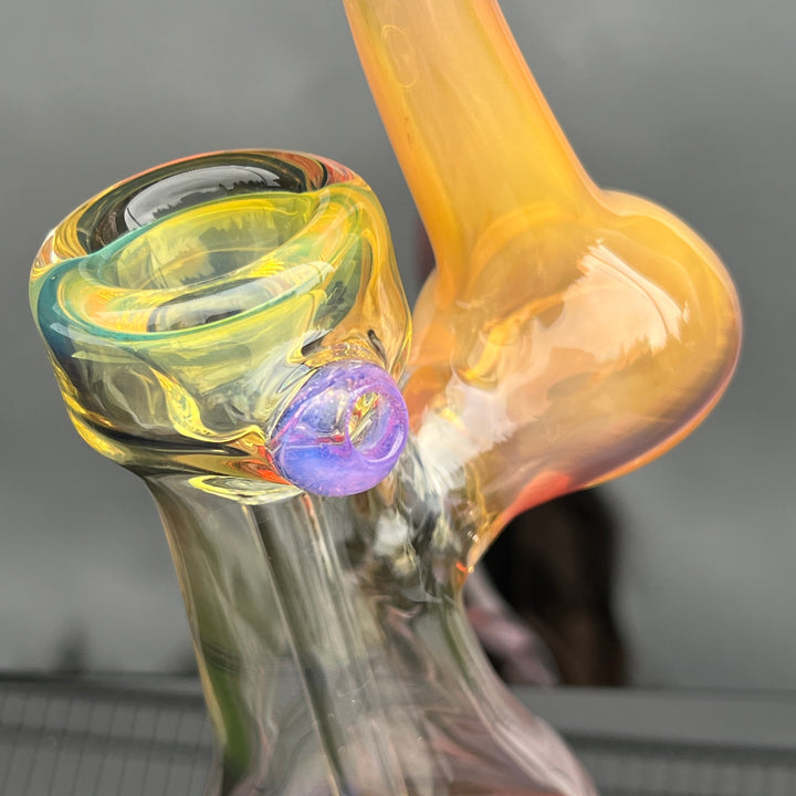 Gold Fume Bubbler with Lavender Carb Glass Pipe Cose Glass   