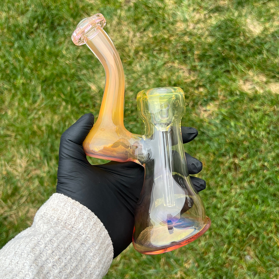 Gold Fume Bubbler with Lavender Carb Glass Pipe Cose Glass   