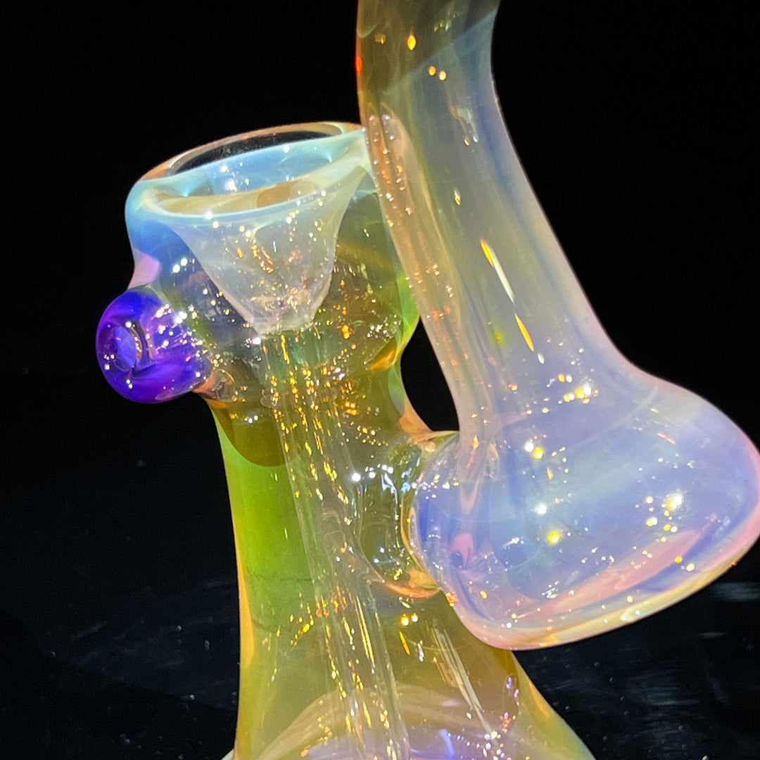 Gold Fume Bubbler with Purple Carb Glass Pipe Cose Glass   