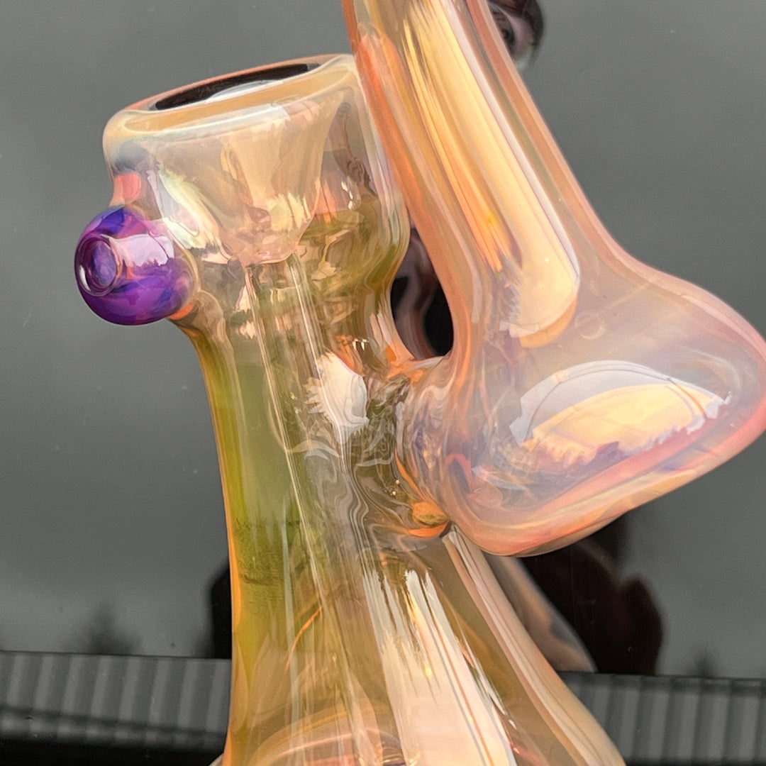 Gold Fume Bubbler with Purple Carb Glass Pipe Cose Glass   