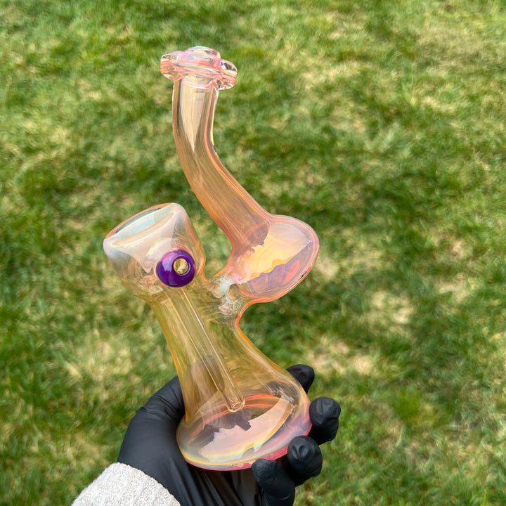 Gold Fume Bubbler with Purple Carb Glass Pipe Cose Glass   