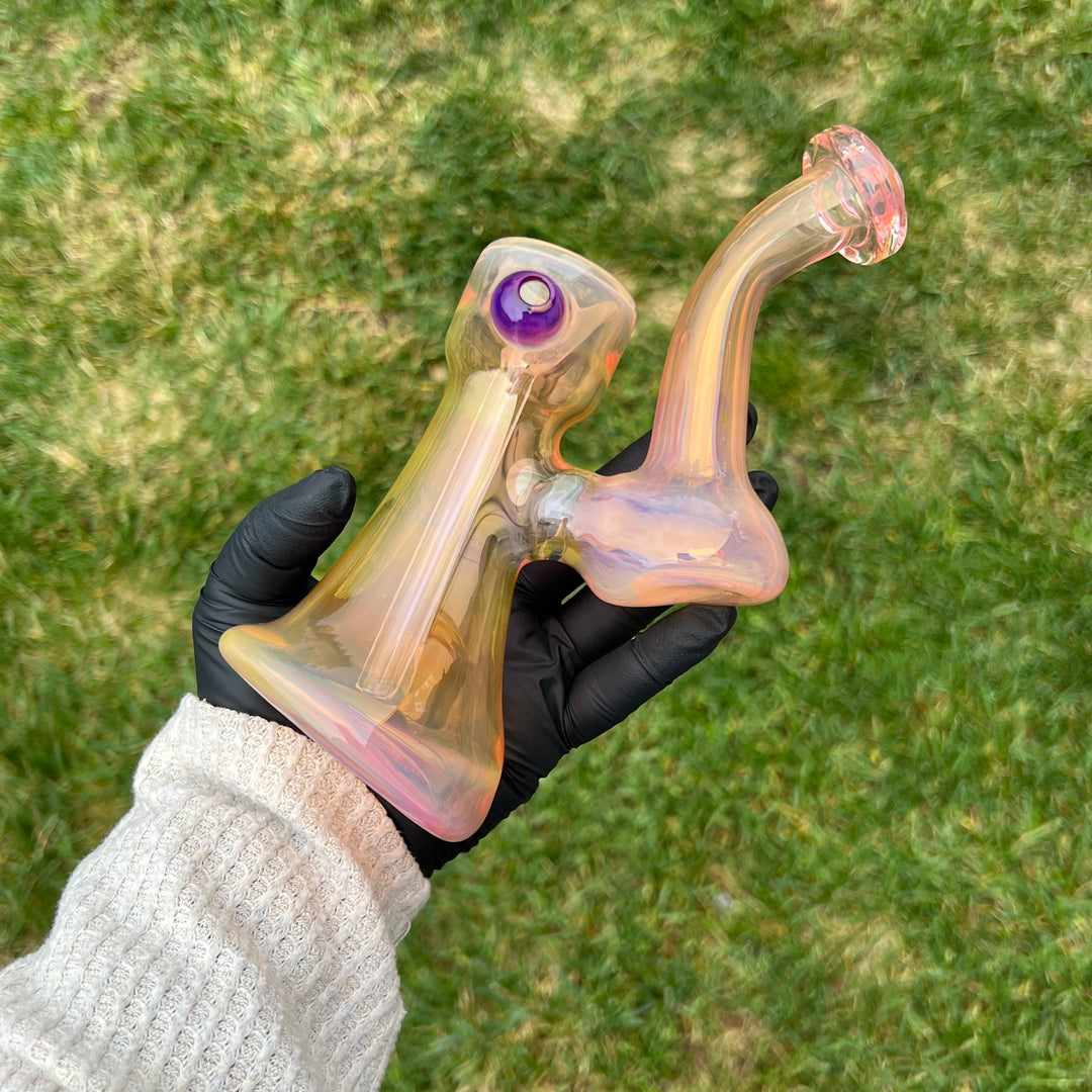 Gold Fume Bubbler with Purple Carb Glass Pipe Cose Glass   