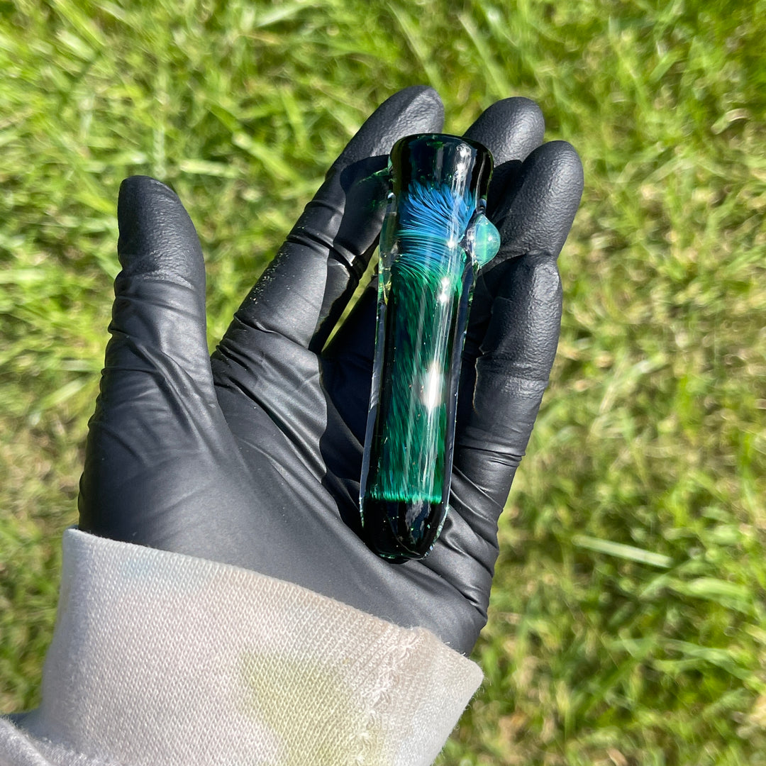 Thick Exp Green Chillum Glass Pipe Chuck Glass   