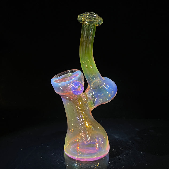 Gold Fume Bubbler with Lavender Carb Glass Pipe Cose Glass   