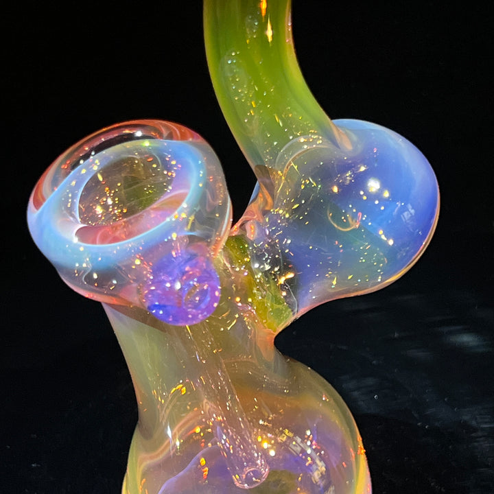 Gold Fume Bubbler with Lavender Carb Glass Pipe Cose Glass   