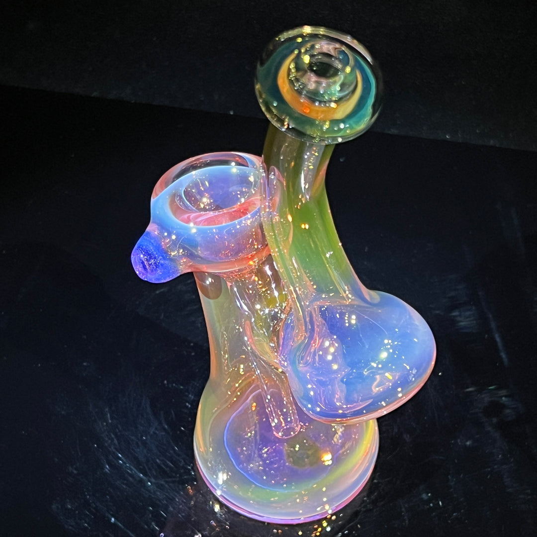 Gold Fume Bubbler with Lavender Carb Glass Pipe Cose Glass   