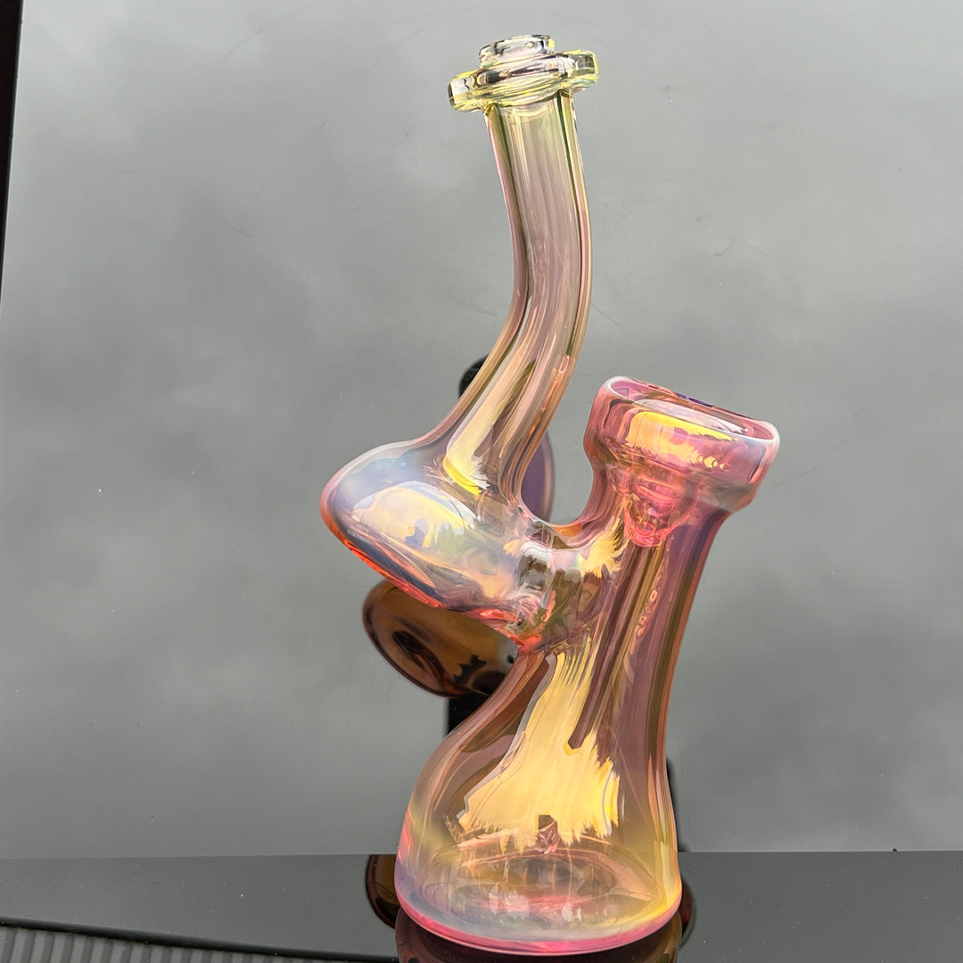 Gold Fume Bubbler with Lavender Carb Glass Pipe Cose Glass   