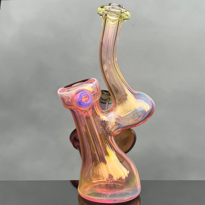 Gold Fume Bubbler with Lavender Carb Glass Pipe Cose Glass   