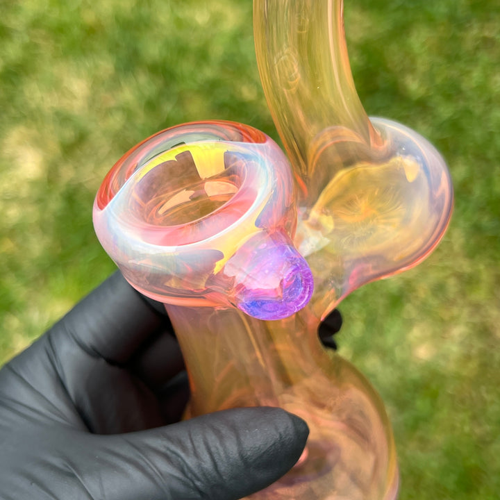 Gold Fume Bubbler with Lavender Carb Glass Pipe Cose Glass   