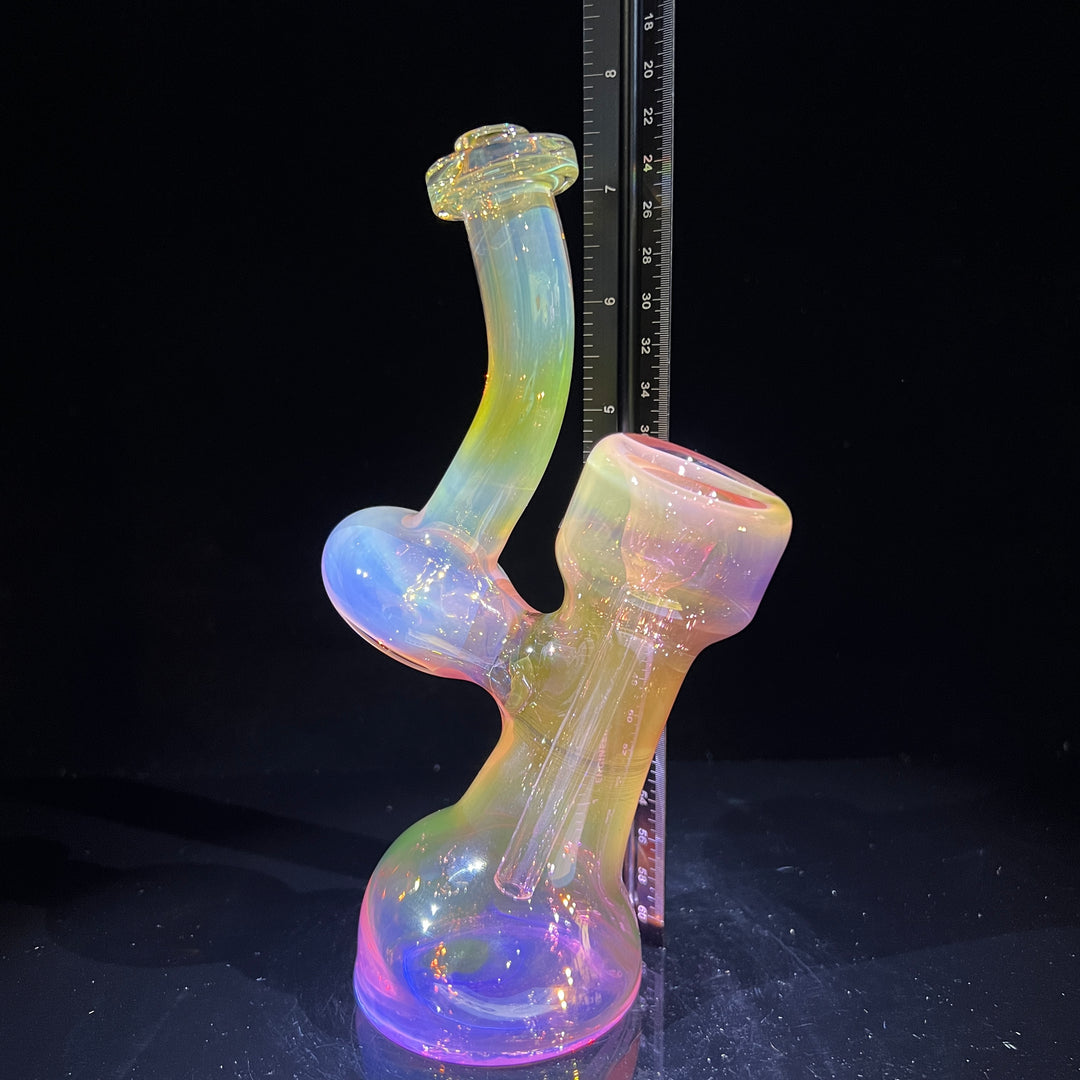 Gold Fume Bubbler with White Carb Glass Pipe Cose Glass   