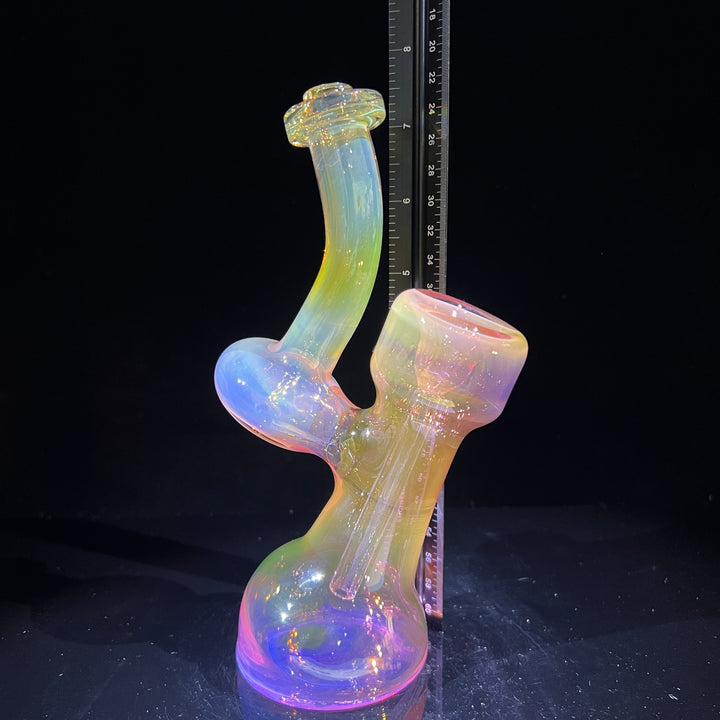 Gold Fume Bubbler with White Carb Glass Pipe Cose Glass   