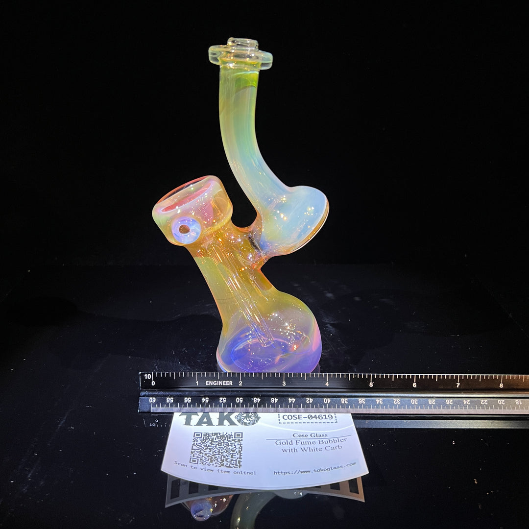 Gold Fume Bubbler with White Carb Glass Pipe Cose Glass   