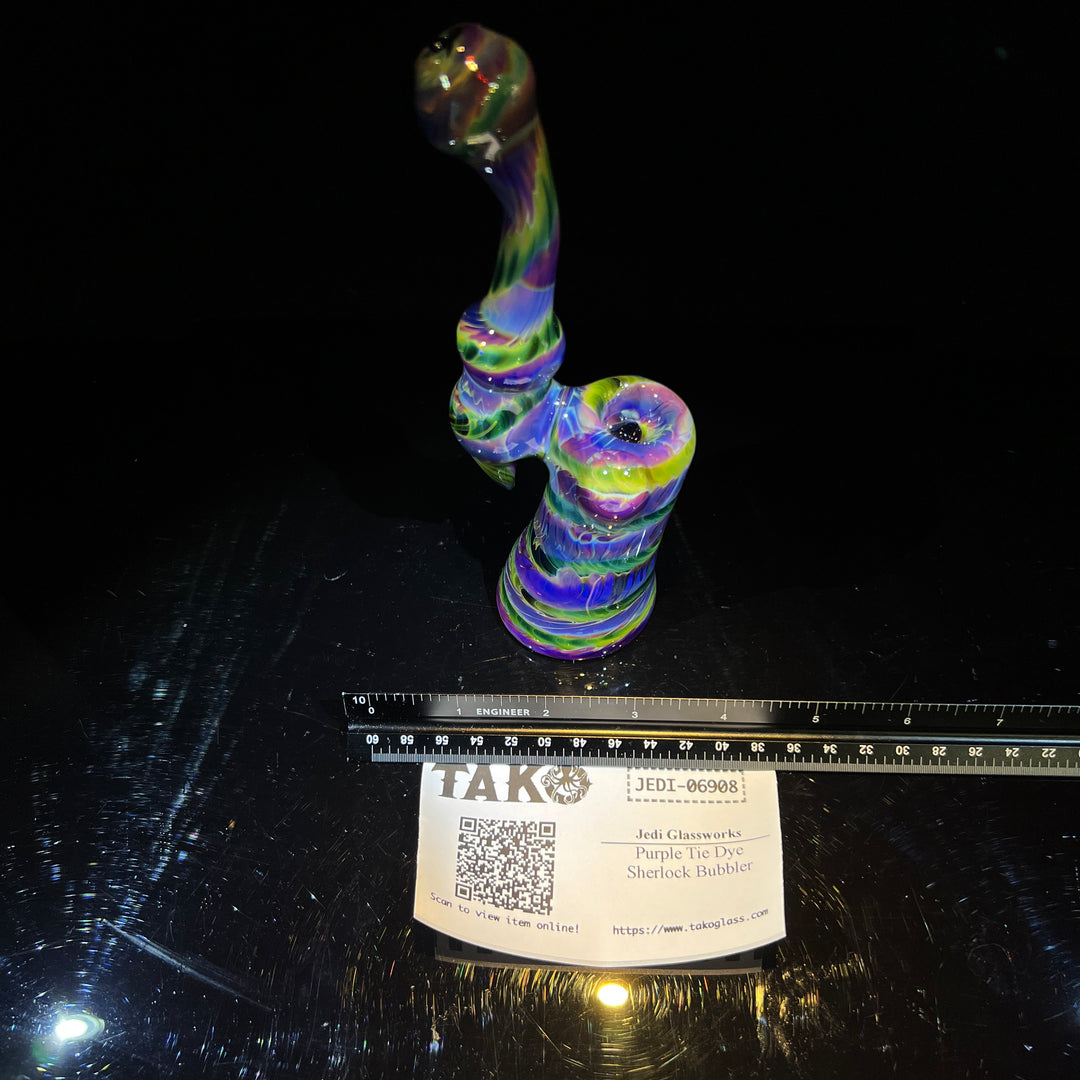 Purple Tie Dye Sherlock Bubbler Glass Pipe Jedi Glassworks   