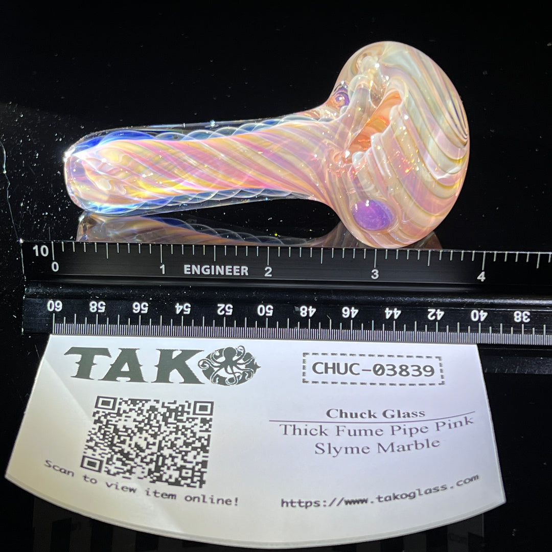 Thick Fume Pipe Pink Slyme Marble Glass Pipe Chuck Glass   