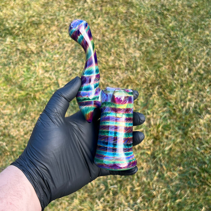 Purple Tie Dye Sherlock Bubbler Glass Pipe Jedi Glassworks