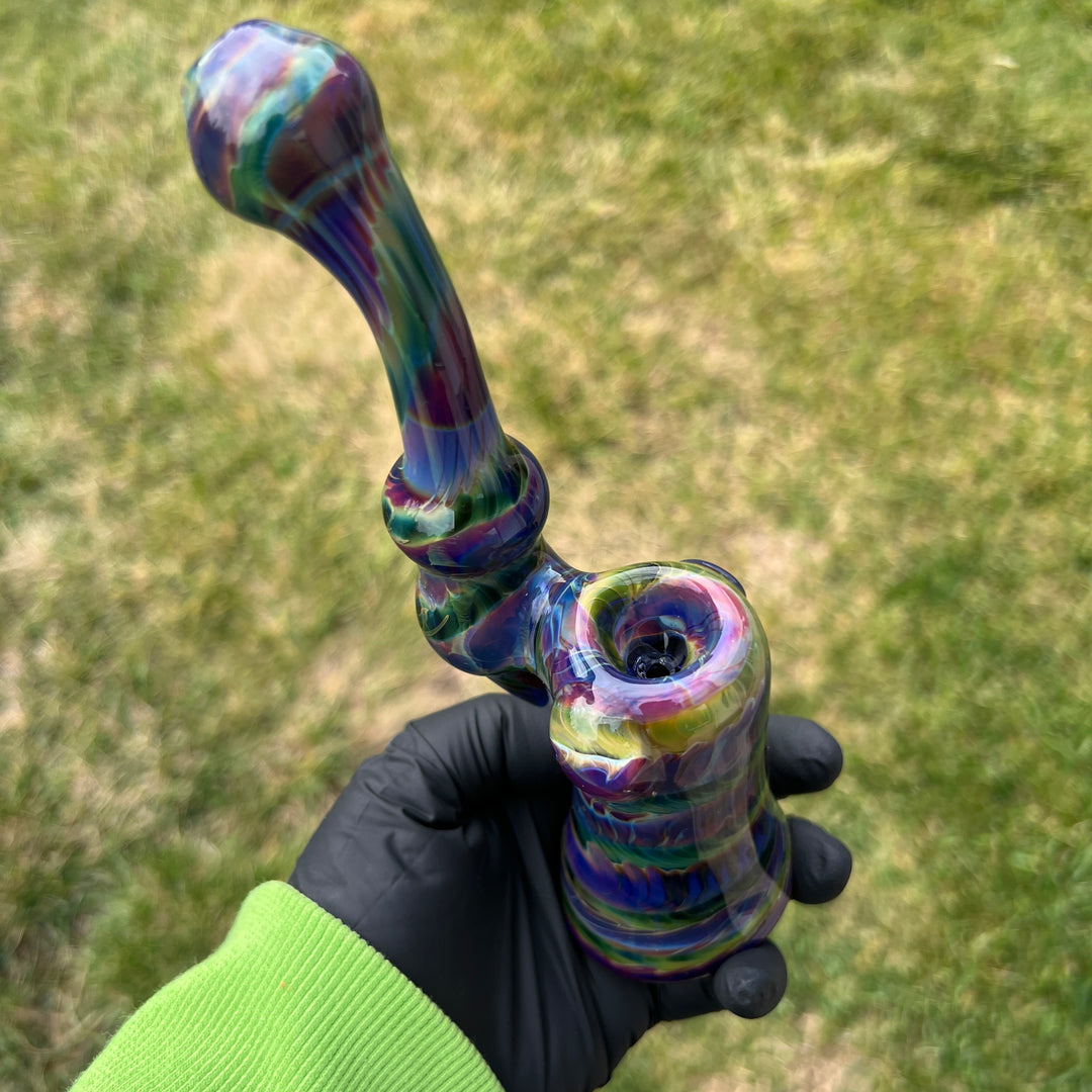 Purple Tie Dye Sherlock Bubbler Glass Pipe Jedi Glassworks   