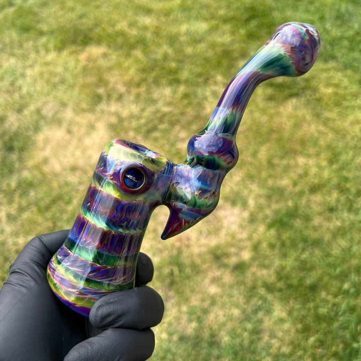 Purple Tie Dye Sherlock Bubbler Glass Pipe Jedi Glassworks   