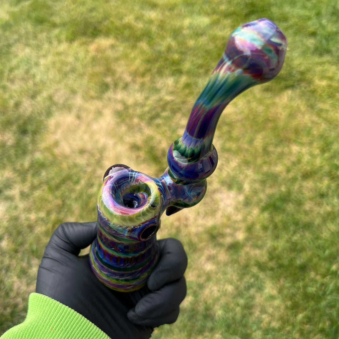 Purple Tie Dye Sherlock Bubbler Glass Pipe Jedi Glassworks   