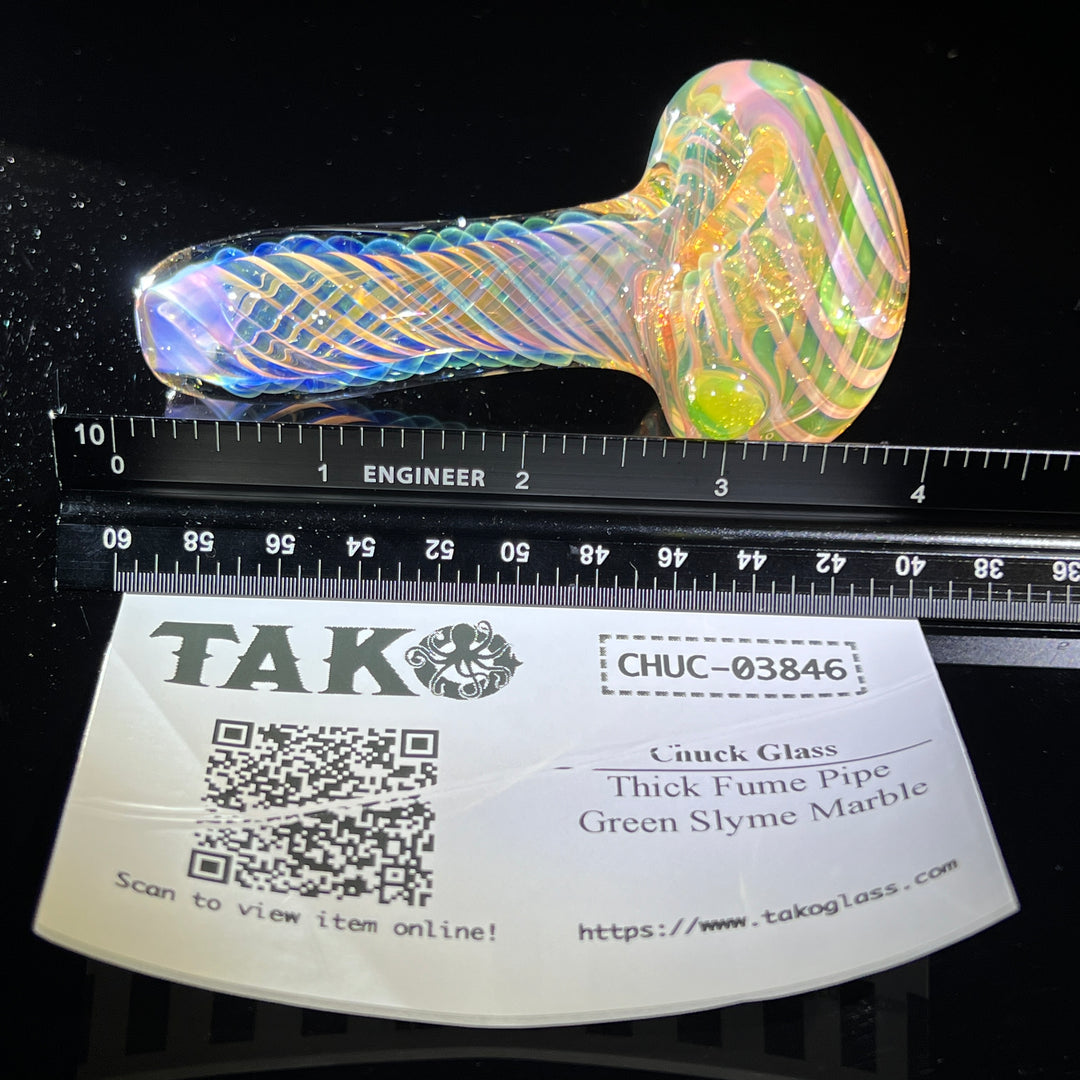 Thick Fume Pipe Green Slyme Marble Glass Pipe Chuck Glass   