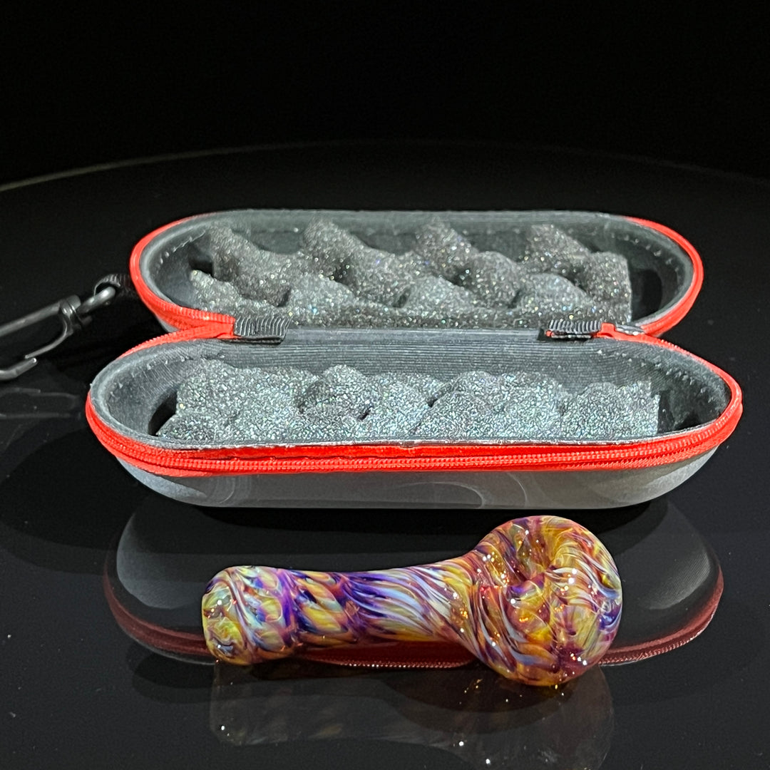 Multi-Colored Purple Pipe & Case Combo Glass Pipe Jedi Glassworks