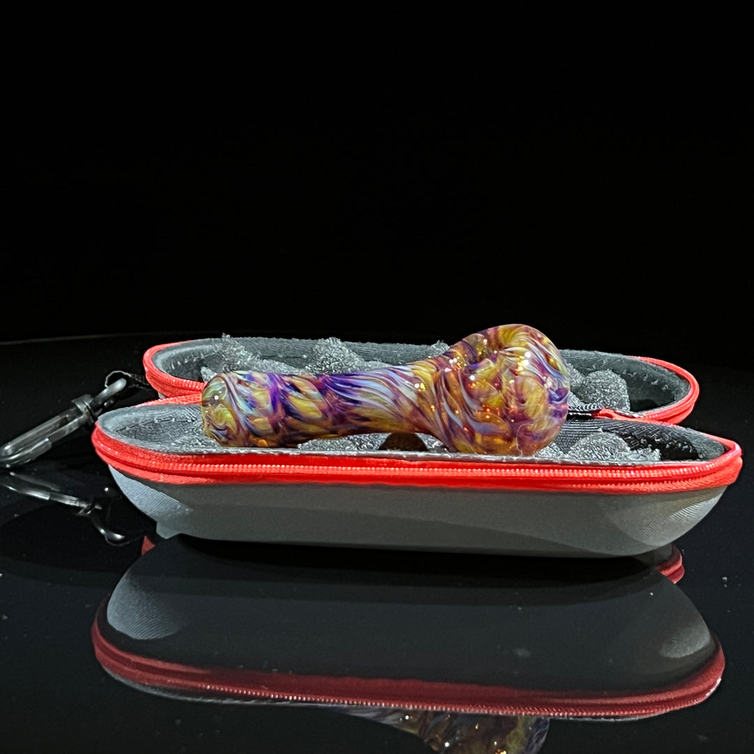 Multi-Colored Purple Pipe & Case Combo Glass Pipe Jedi Glassworks