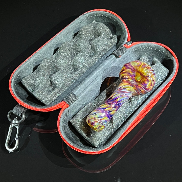 Multi-Colored Purple Pipe & Case Combo Glass Pipe Jedi Glassworks