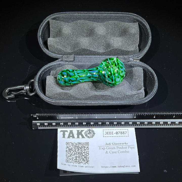 Exp Green Pocket Pipe & Case Combo Glass Pipe Jedi Glassworks