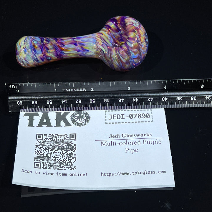 Multi-colored Purple Pipe Glass Pipe Jedi Glassworks