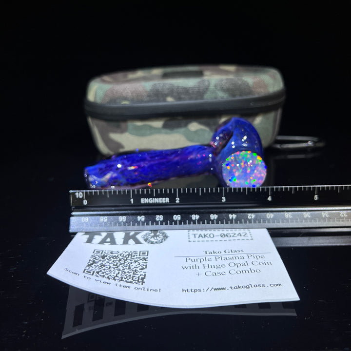 Purple Plasma Pipe with Huge Opal Coin + Case Combo Glass Pipe Tako Glass   