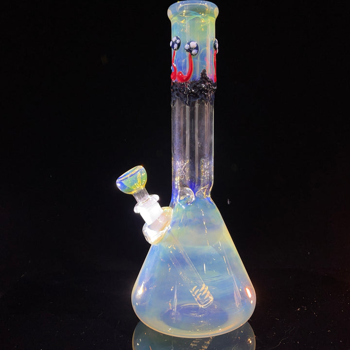 11" Silver Fumed Mushroom Beaker Bong Glass Pipe Mary Jane's Glass   