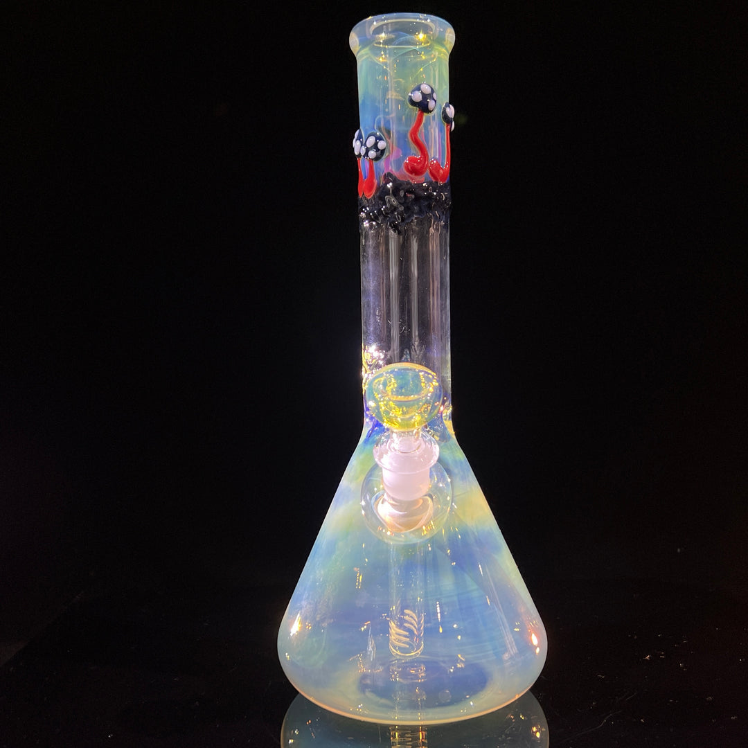 11" Silver Fumed Mushroom Beaker Bong Glass Pipe Mary Jane's Glass   