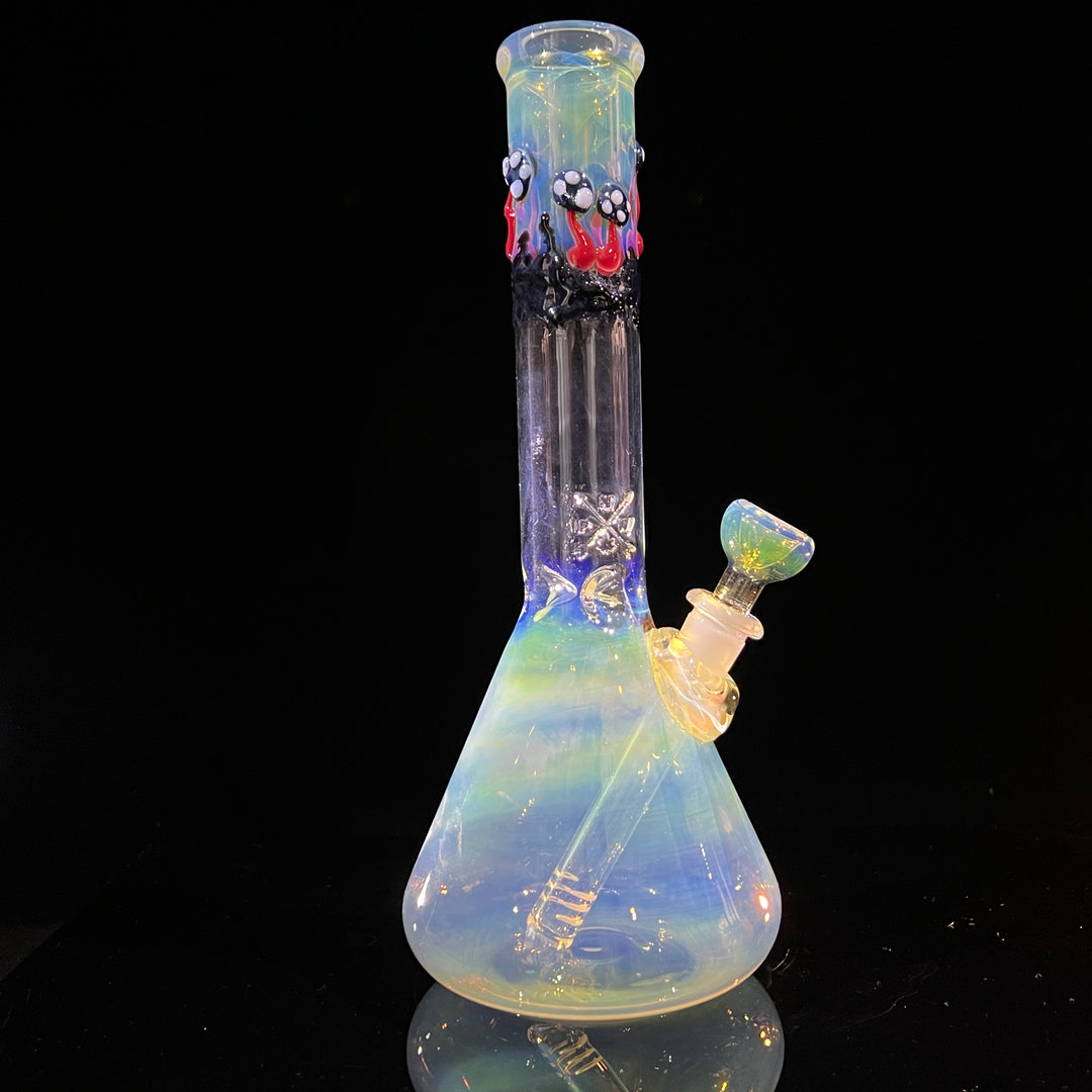 11" Silver Fumed Mushroom Beaker Bong Glass Pipe Mary Jane's Glass   