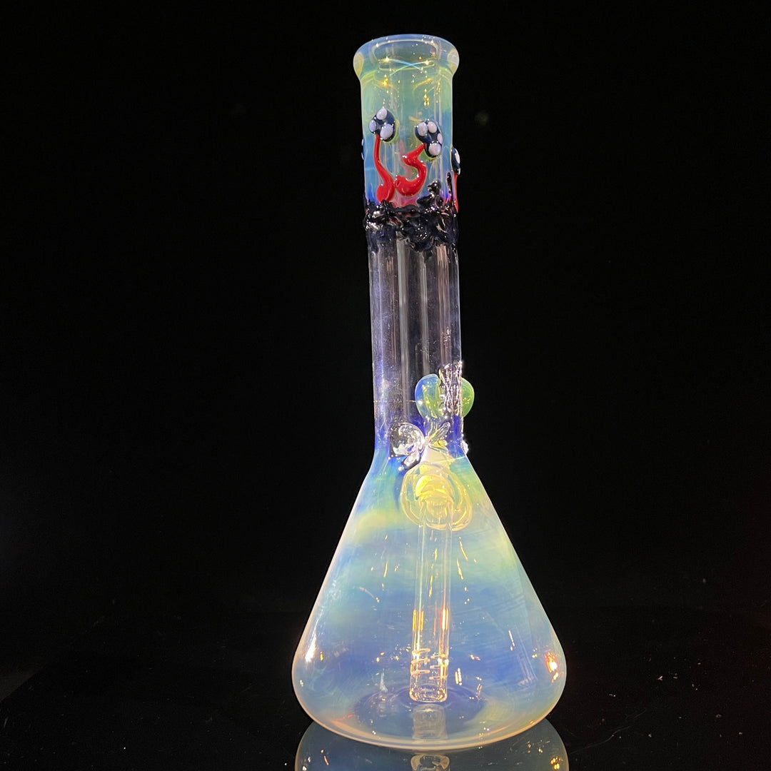 11" Silver Fumed Mushroom Beaker Bong Glass Pipe Mary Jane's Glass   