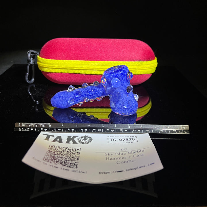 Sky Blue Marble Hammer + Case Combo Glass Pipe TG