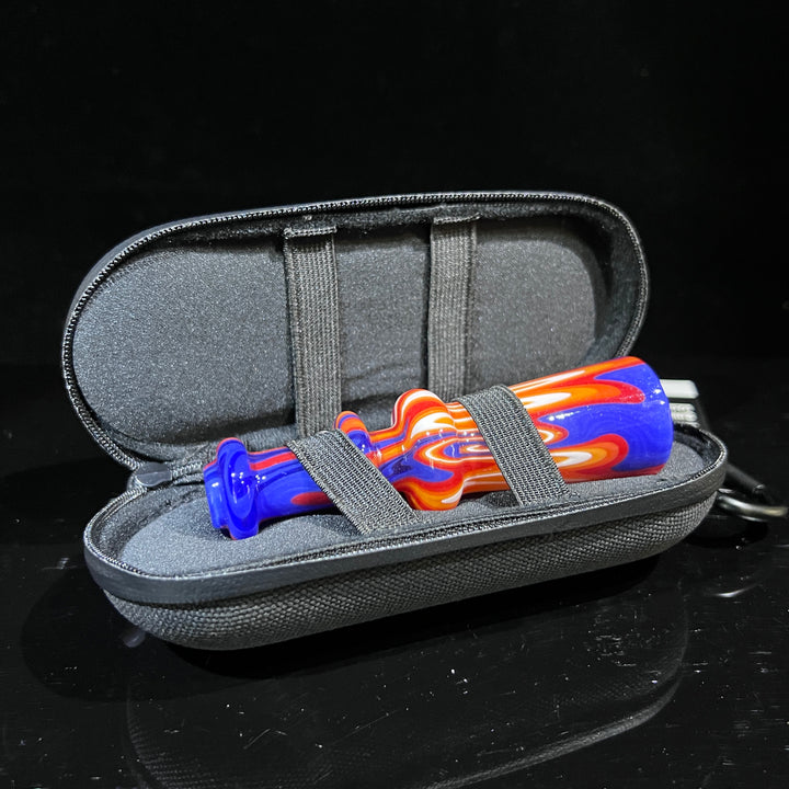 Fire Wig Wag Chillum + Case Combo Glass Pipe TG   