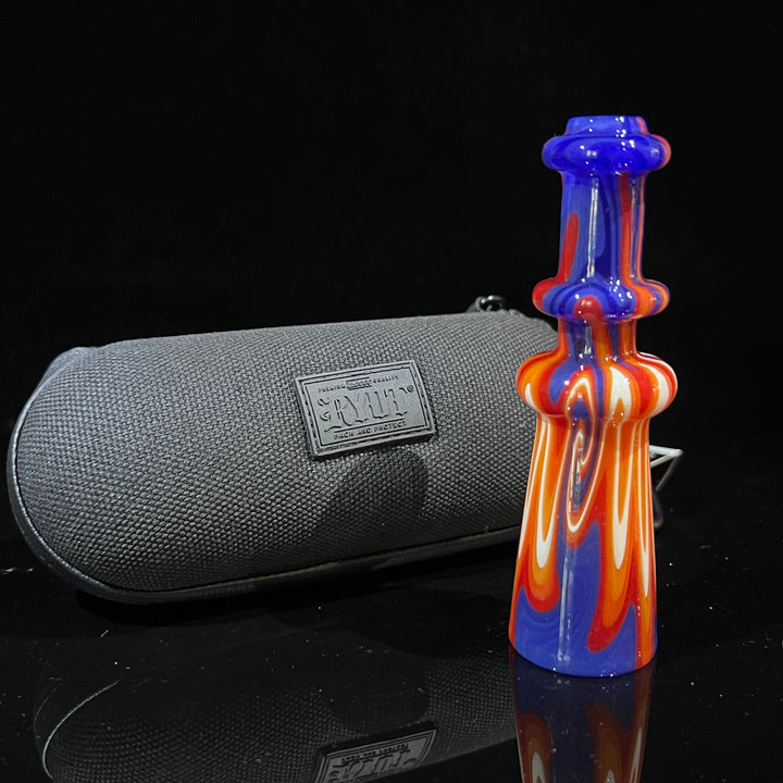 Fire Wig Wag Chillum + Case Combo Glass Pipe TG   