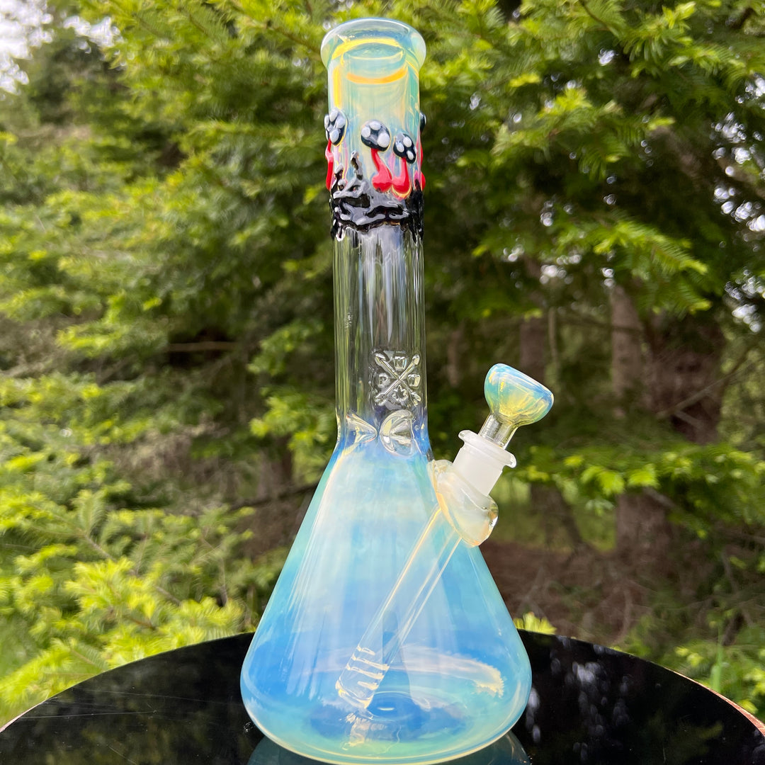 11" Silver Fumed Mushroom Beaker Bong Glass Pipe Mary Jane's Glass   