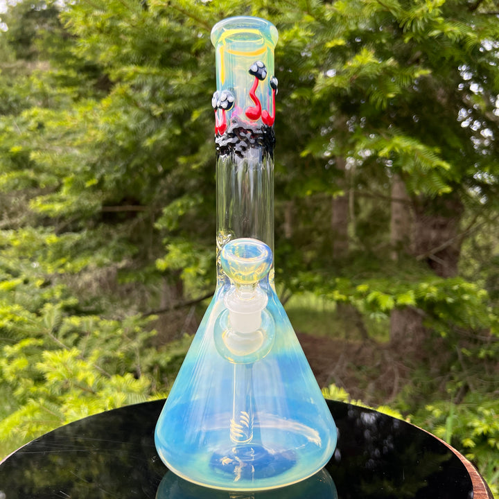 11" Silver Fumed Mushroom Beaker Bong Glass Pipe Mary Jane's Glass   