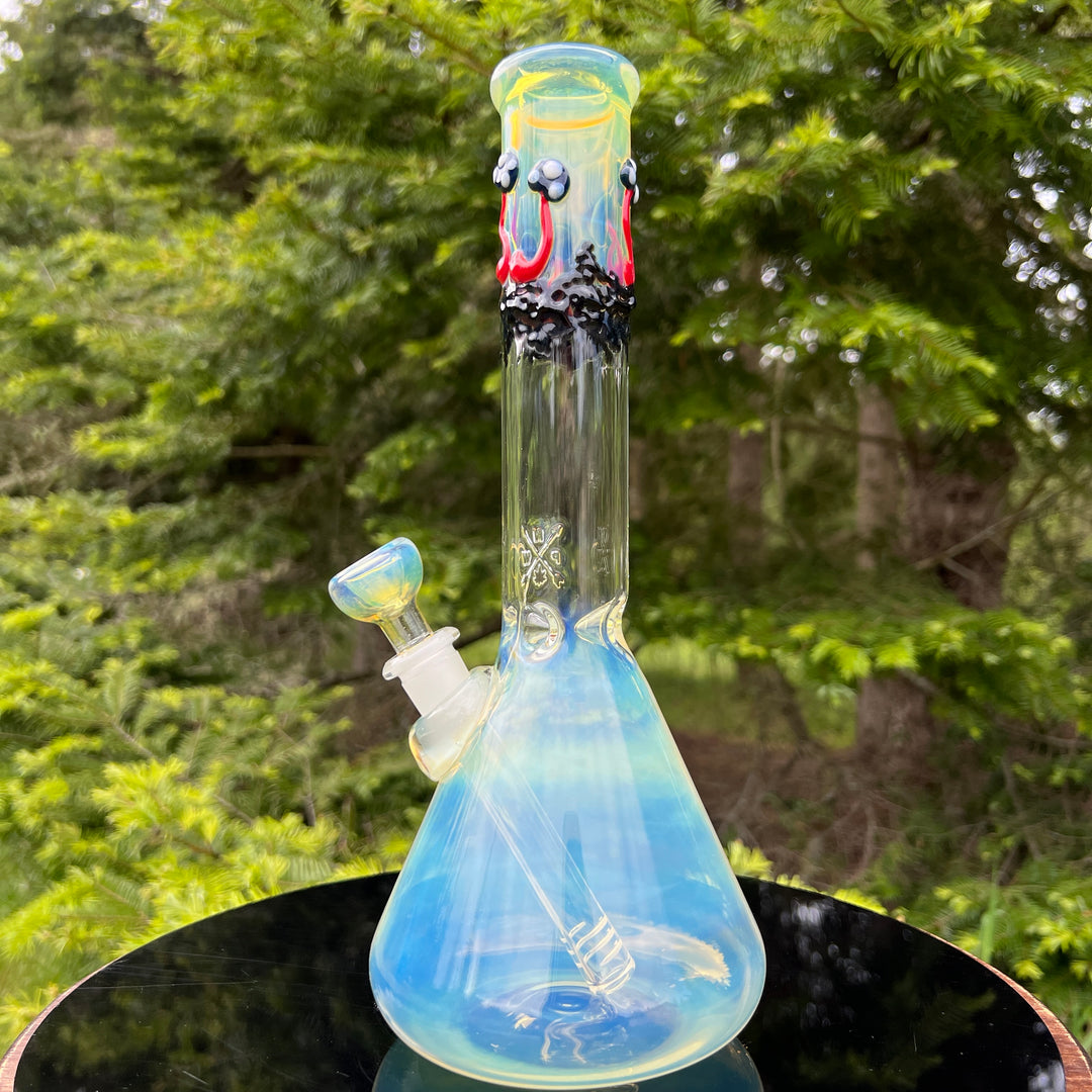11" Silver Fumed Mushroom Beaker Bong Glass Pipe Mary Jane's Glass   