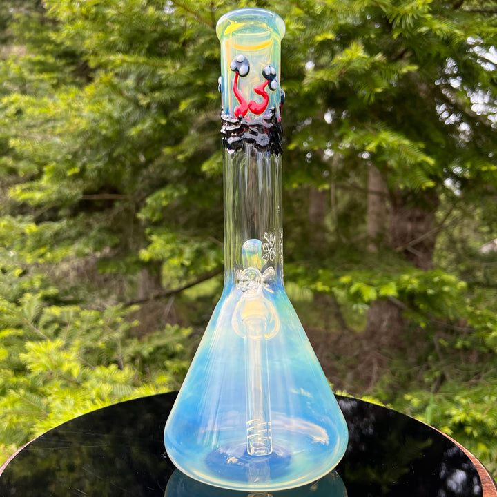 11" Silver Fumed Mushroom Beaker Bong Glass Pipe Mary Jane's Glass   