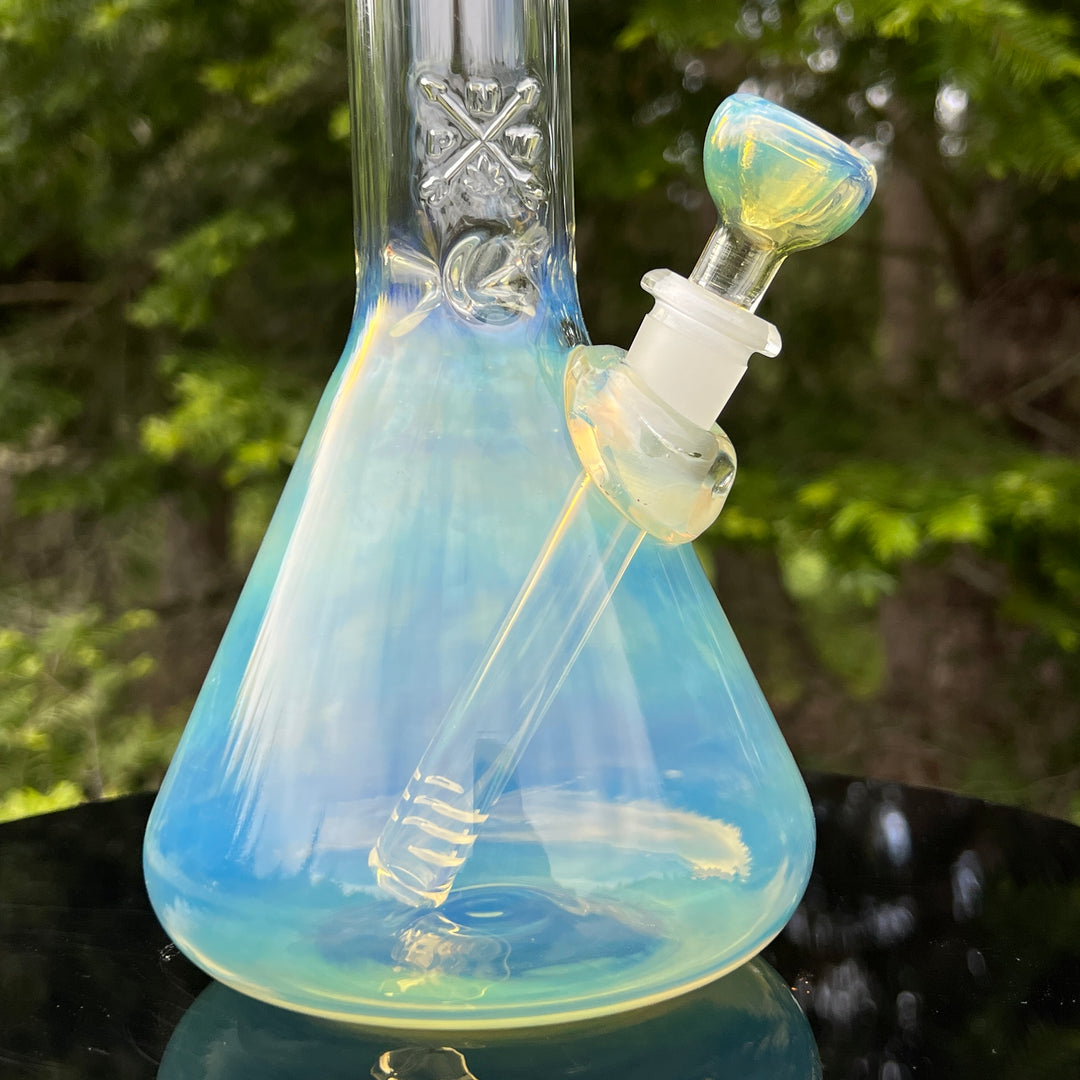 11" Silver Fumed Mushroom Beaker Bong Glass Pipe Mary Jane's Glass   