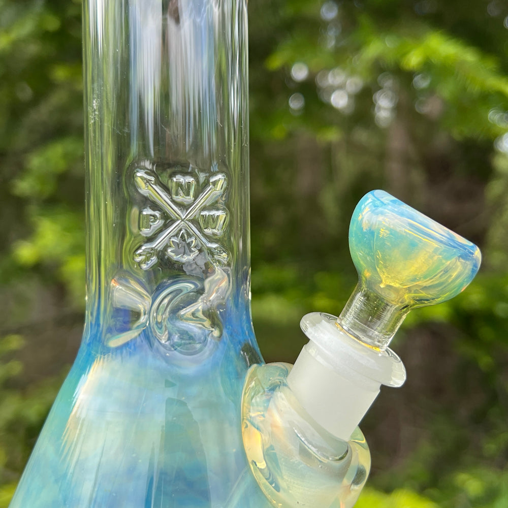 11" Silver Fumed Mushroom Beaker Bong Glass Pipe Mary Jane's Glass   