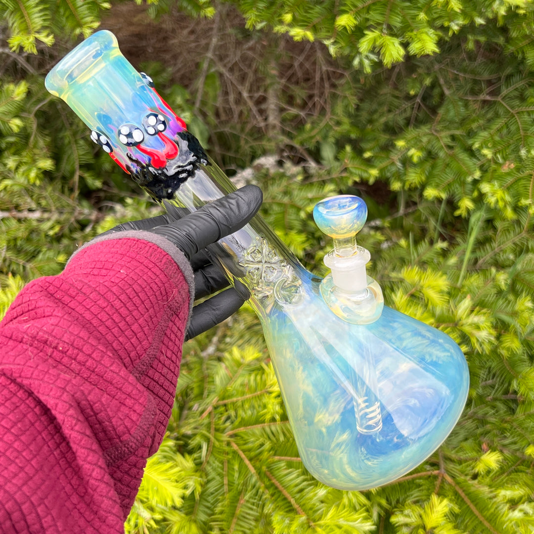 11" Silver Fumed Mushroom Beaker Bong Glass Pipe Mary Jane's Glass   